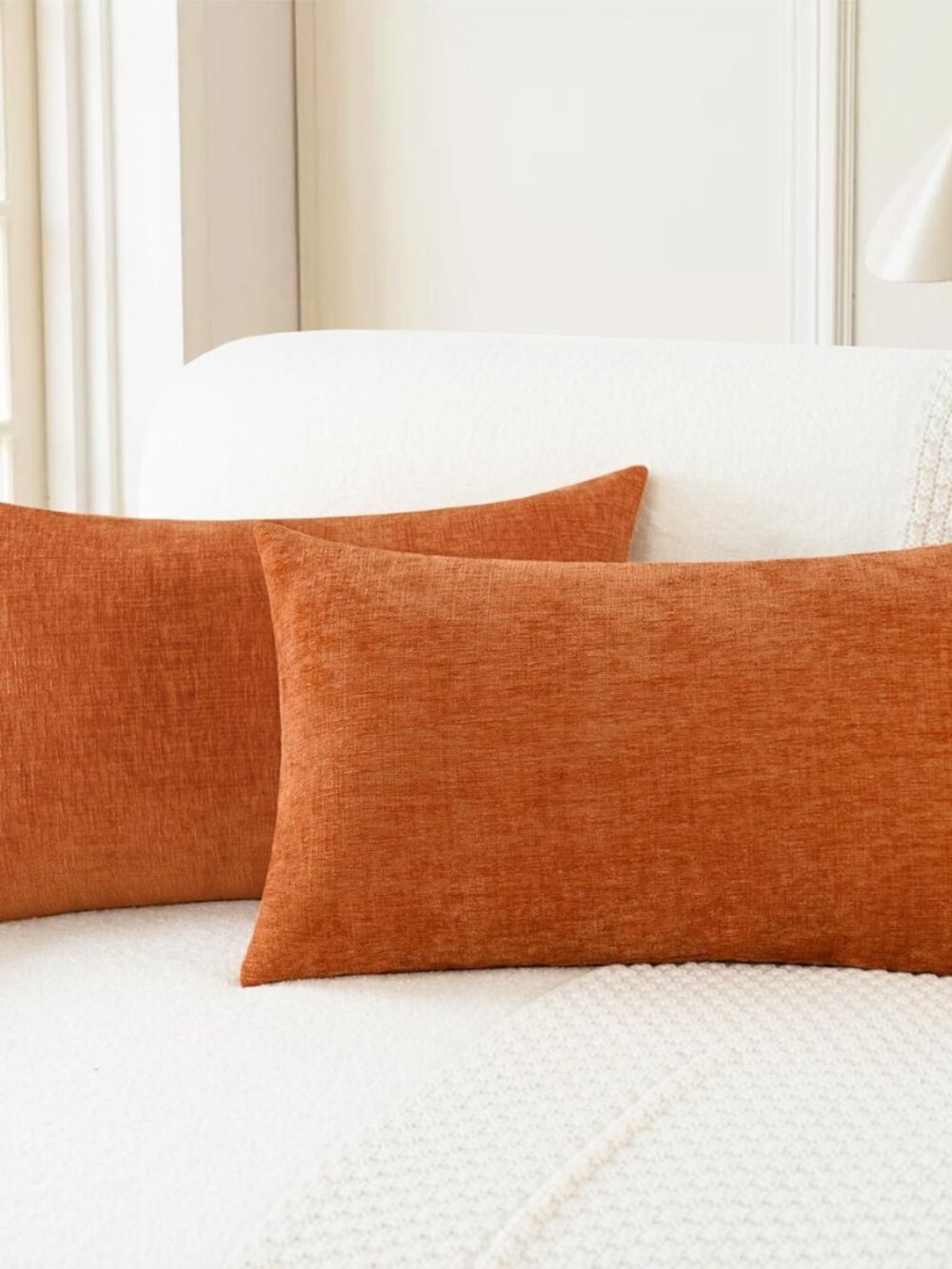 Fall Decorative Throw Pillow Covers 20 X 12 Inches Burnt Orange